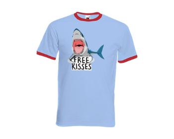 Pánské tričko s kontrastními lemy shark free kisses