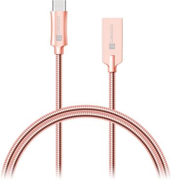 Adatkábel CONNECT IT Wirez Steel Knight USB-C 1m, metallic rose-gold