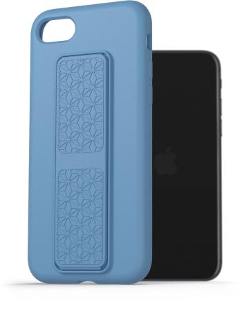 Telefon tok AlzaGuard Liquid Silicone Case with Stand iPhone 7 / 8 / SE 2020 / SE 2022 kék tok