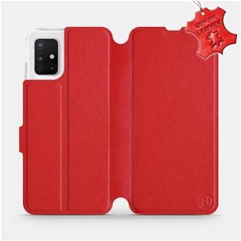 Flip pouzdro na mobil Samsung Galaxy A51 - Červené - kožené -   Red Leather (5903516122646)