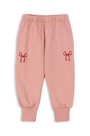 Dětské bavlněné tepláky Konges Sløjd LOUPY LOU SWEAT PANTS GOTS růžová barva, s potiskem, KS102027