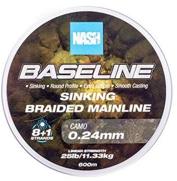 Nash splétaná šňůra baseline sinking braid camo 600 m - 0,24 mm 11,33 kg