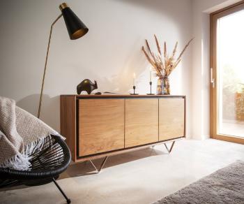 Komoda Stonegrace 145 cm přírodní akácie 3 dvířka kámendřevo