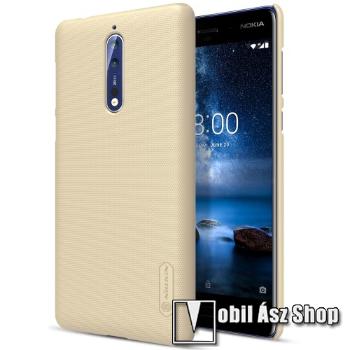 NILLKIN SUPER FROSTED műanyag védő tok / hátlap - képernyővédő fólia - érdes felület - ARANY - NOKIA 8 (2017) - GYÁRI