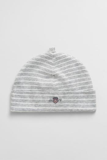 ČEPICE GANT STRIPED SHIELD BEANIE LIGHT GREY MELANGE