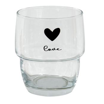 Sklenička se srdíčkem Love Birds - Ø 8*9 cm / 200 ml 6GL3712