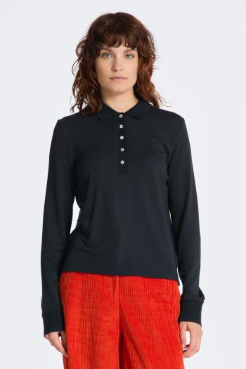 PÓLÓ GANT REG DETAIL COLLARED LS POLO PIQUE BLACK