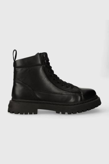 Trapery Tommy Jeans TJM LACE UP BOOT pánské, černá barva, EM0EM01363