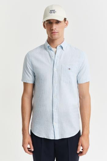 KOŠILE GANT REG COTTON LINEN STRIPE SS SHIRT FRESH BLUE