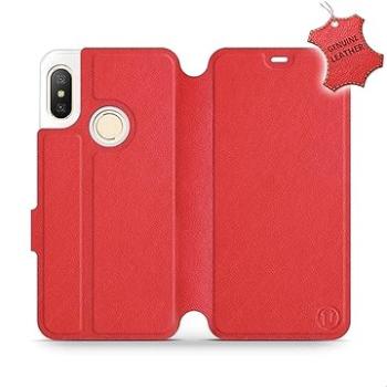 Flip pouzdro na mobil Xiaomi Mi A2 Lite - Červené - kožené -   Red Leather (5903226501595)