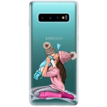 iSaprio Kissing Mom - Brunette and Boy pro Samsung Galaxy S10 (kmbruboy-TPU-gS10)