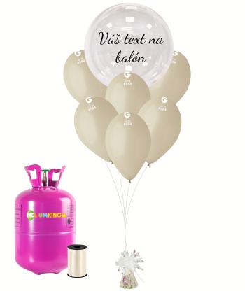 Personal Personalizovaný helium párty set latte - Průsvitný balón 11 ks