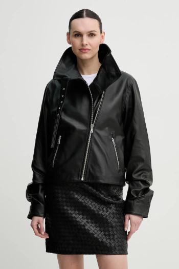 Kožená bunda Won Hundred čierna farba, prechodná, 3589-16026