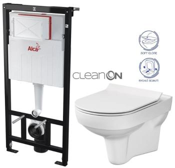 ALCADRAIN Sádromodul předstěnový instalační systém bez tlačítka + WC CERSANIT CITY NEW CLEANON + WC SEDÁTKO SLIM AM101/1120 X CI2