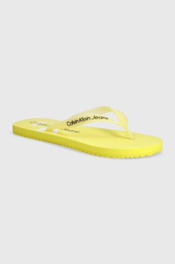 Žabky Calvin Klein Jeans BEACH SANDAL MONOGRAM TPU pánské, žlutá barva