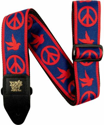 Ernie Ball Classic Jacquard Kytarový pás Red & Blue Peace Love Dove