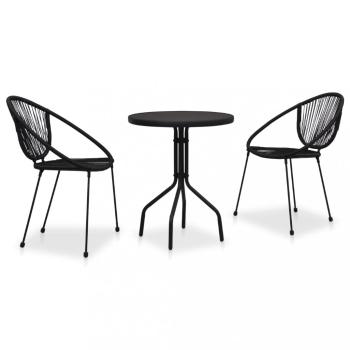 Zahradní bistro set 2+1 PVC ratan černá Dekorhome