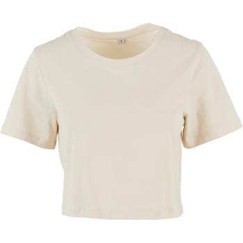 Build Your Brand Dámské crop top tričko s krátkým rukávem - Světle písková | L