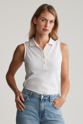 POLOKOŠILE GANT CONTRAST COLLAR SLEEVELESS PIQUE WHITE