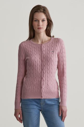 SVETR GANT STRETCH COTTON CABLE CARDIGAN DUSTY PINK