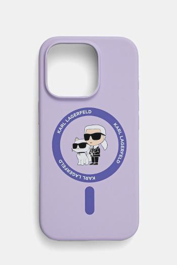 Puzdro na mobil Karl Lagerfeld iPhone 16 Pro fialová farba, KLHMP16LSCMKCRHU