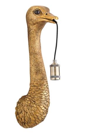 Bronzová antik nástěnná lampa pštros Ostrich bronze - 18*15*57 cm / E27 3123185