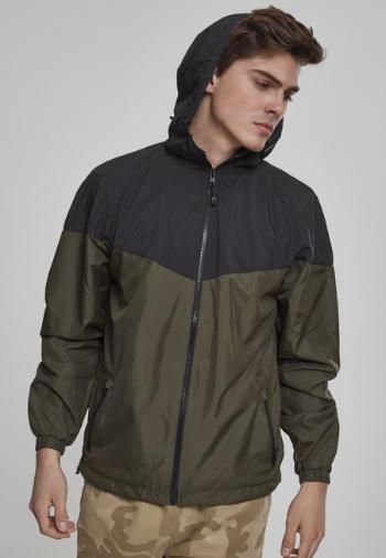 Urban Classics 2-Tone Tech Windrunner blk/darkolive - L