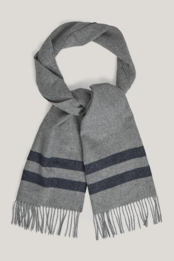 ŠÁLA GANT MERINO WOOL STRIPED WOVEN SCARF GREY MELANGE