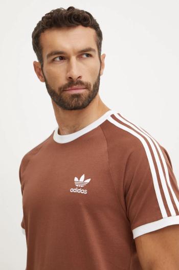 Bavlněné tričko adidas Originals hnědá barva, s aplikací, IZ3071