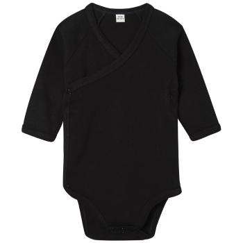 Babybugz Dětské zavinovací body s dlouhým rukávem Kimono - Černá | 3-6 měsíců