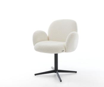 Jídelní židle Nube-Flex s područkami bouclé bílá podnož černá