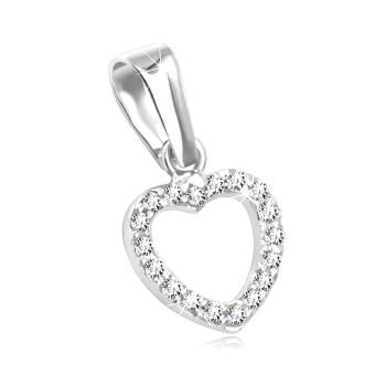 Prívesok zo 14K zlata - kontúra srdiečka vykladaná čírymi zirkónmi