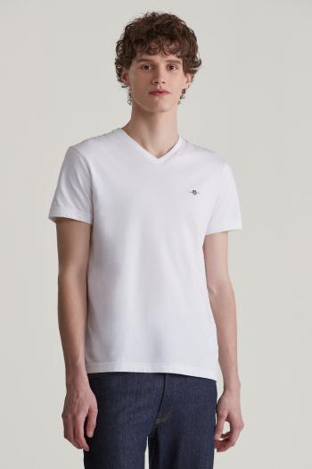 TRIČKO GANT SLIM SHIELD V-NECK T-SHIRT WHITE