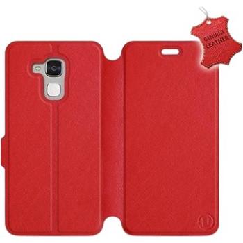 Flip pouzdro na mobil Honor 7 Lite - Červené - kožené -   Red Leather (5903226499557)