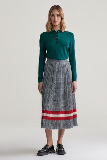 SUKNĚ GANT CHECK PRINT PLEATED SKIRT EVENING BLUE