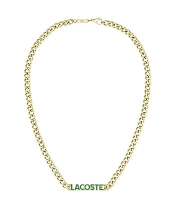 Lacoste Výrazný pozlacený náhrdelník z oceli Script 2040475