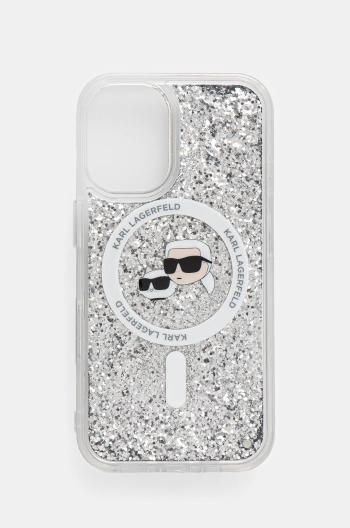 Obal na telefon Karl Lagerfeld iPhone 16 6.1 průhledná barva, KLHMP16SLGKCSGH