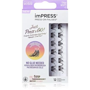 KISS imPRESS Just Press & GO ! trsové nalepovací řasy bez uzlíku Edgy Whispy C 12 ks