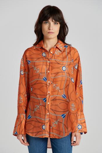 KOŠILE GANT D2. REL SAILING PRINT COT SILK APRICOT ORANGE