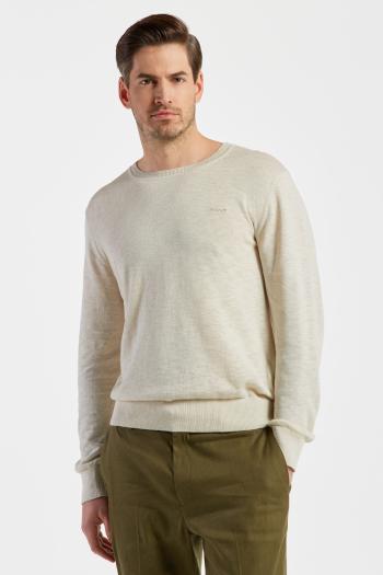 SVETR GANT COTTON LINEN C-NECK PUTTY