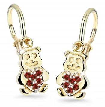 Cutie Jewellery Dětské náušnice ze žlutého zlata Medvídci C2751-10-X-1 červená