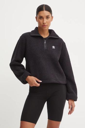 Mikina adidas Originals dámská, černá barva, melanžová, IY9408