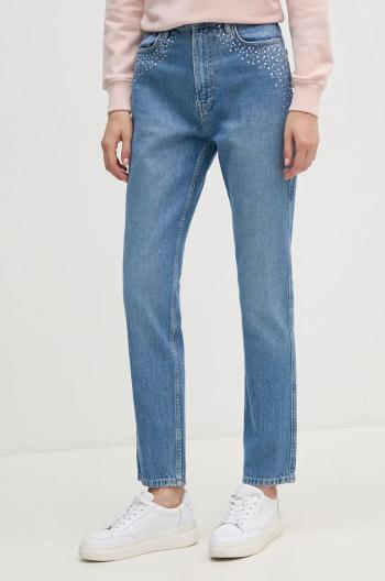 Džíny Pepe Jeans SLIM JEANS UHW SPARKLE dámské, modrá barva, PL204845