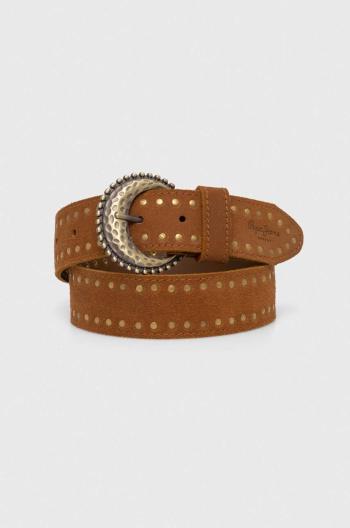 Semišový pásek Pepe Jeans CANDY BELT hnědá barva, PL020848