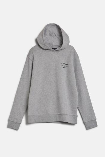 MIKINA GANT GRAPHIC SCRIPT RELAXED HOODIE LIGHT GREY MELANGE