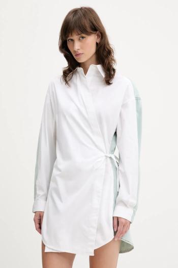 Bavlnené šaty Diesel D-ELPHI-DEN DRESS biela farba, mini, áčkový strih, A17387.0CBCP