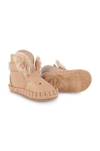 Kojenecké kožené boty Donsje Kapi Exclusive Booties Fluffy Bunny oranžová barva, 1028103