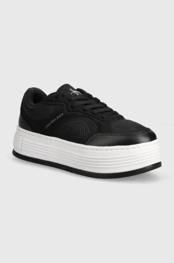 Sneakers boty Calvin Klein Jeans BOLD PLATF LOW LACE MIX IN MTL černá barva, YW0YW01471