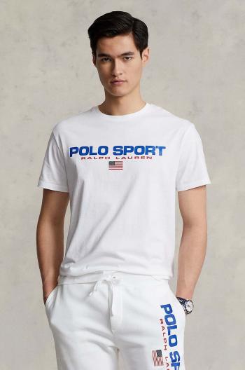 Bavlněné tričko Polo Ralph Lauren bílá barva, s potiskem, 710750444002