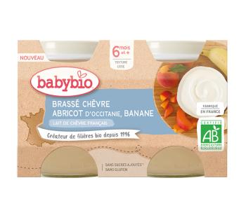 Babybio Brassé Svačinka z kozího mléka meruňka a banán 2x130 g